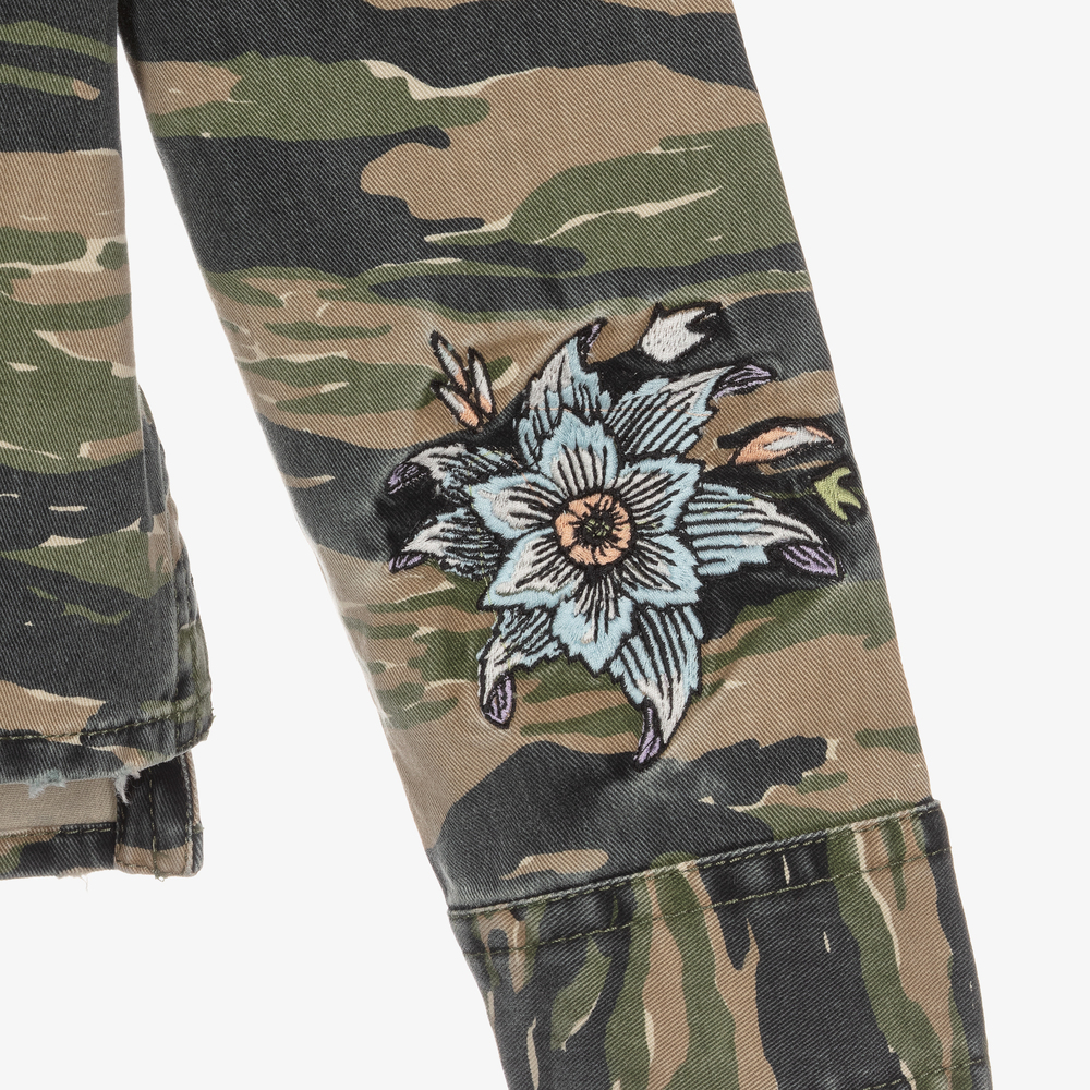 Zadig&Voltaire-Зеленая рубашка из хлопка с камуфляжным принтом для девочек | Childrensalon Outlet