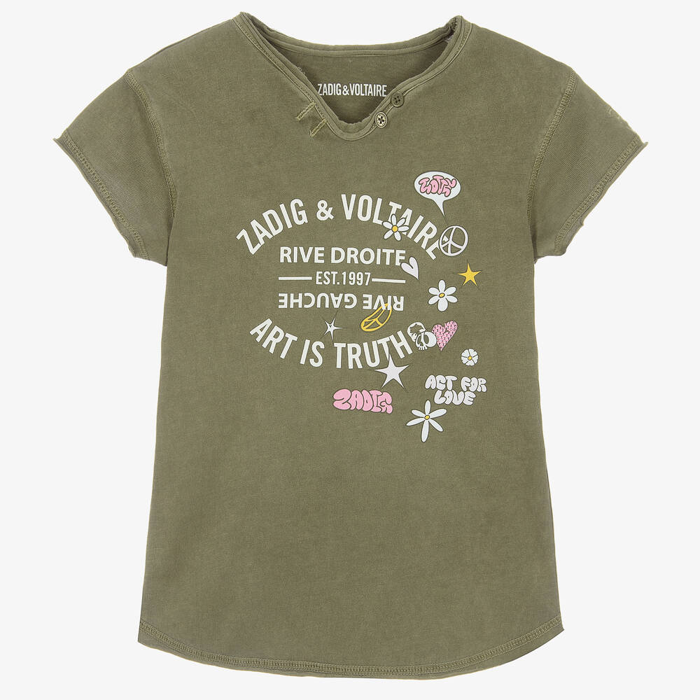 Zadig&Voltaire - Grünes Henley-T-Shirt aus Baumwolle | Childrensalon