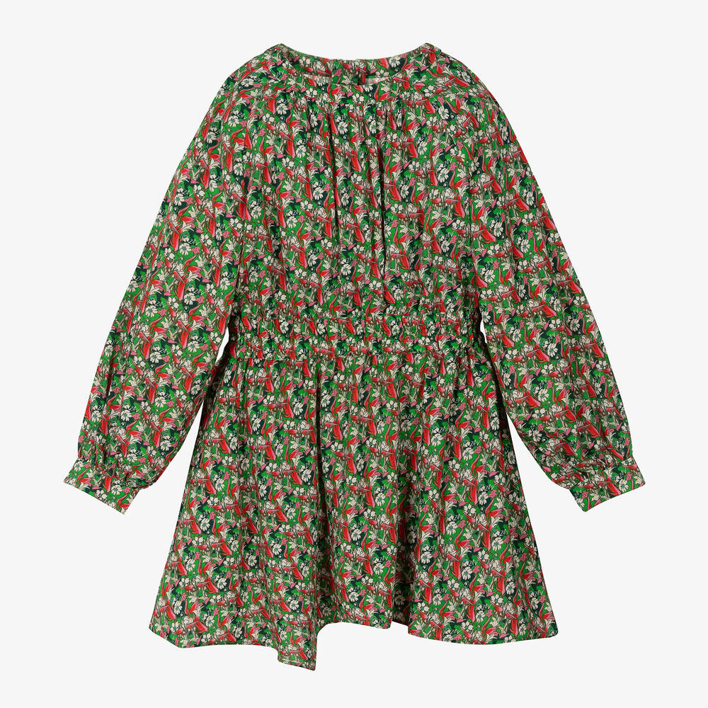 Zadig&Voltaire - فستان بطبعة ورود فيسكوز لون أخضر وزهري | Childrensalon