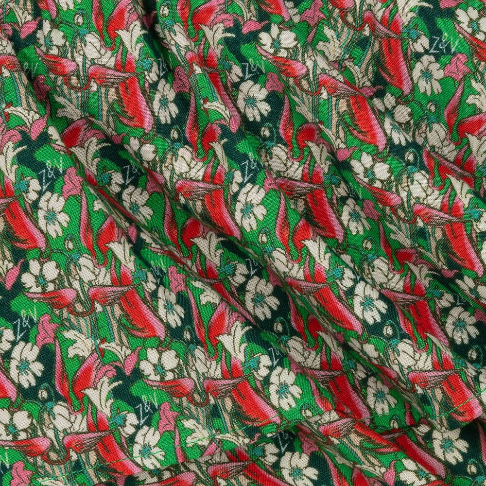 Zadig&Voltaire-Girls Green & Pink Floral Tiered Skirt | Childrensalon Outlet