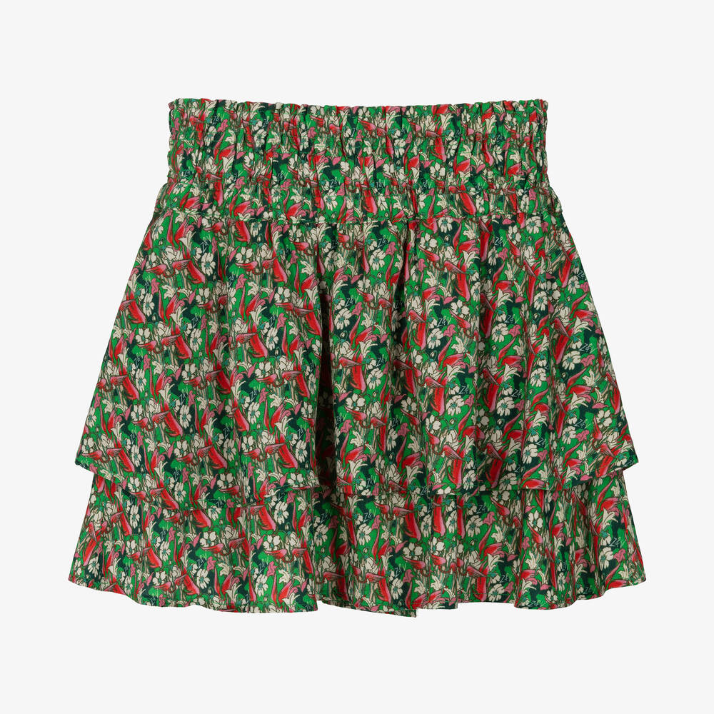Zadig&Voltaire-Girls Green & Pink Floral Tiered Skirt | Childrensalon Outlet