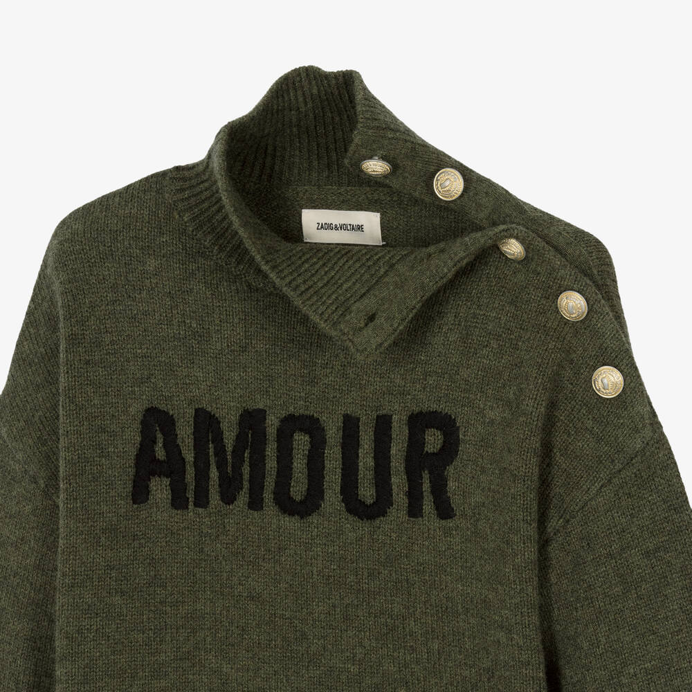 Zadig&Voltaire-Girls Green Wool Turtleneck Sweater | Childrensalon Outlet