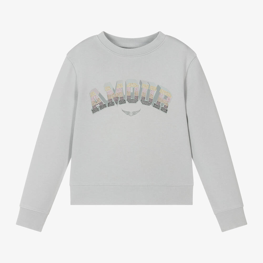 Girls Grey Cotton Amour Sweatshirt