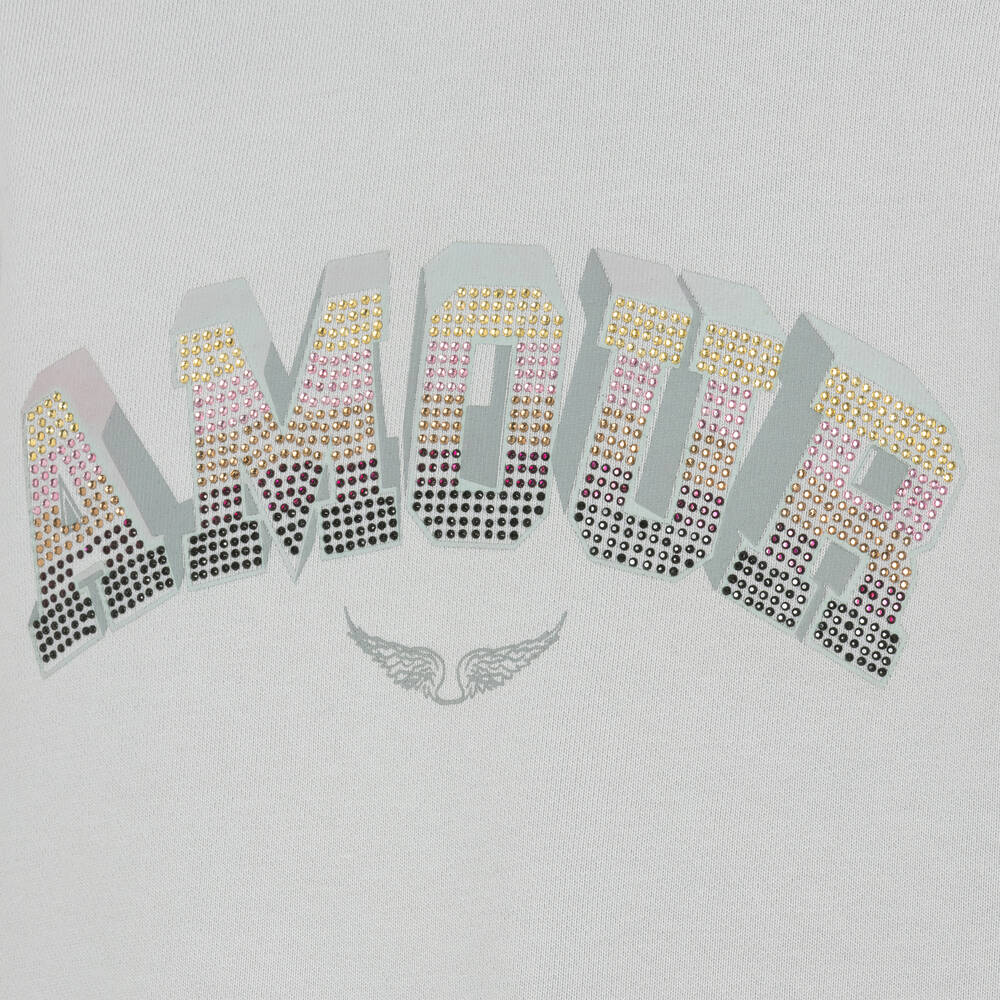 Zadig&Voltaire-سويتشيرت قطن لون رمادي للبنات | Childrensalon Outlet