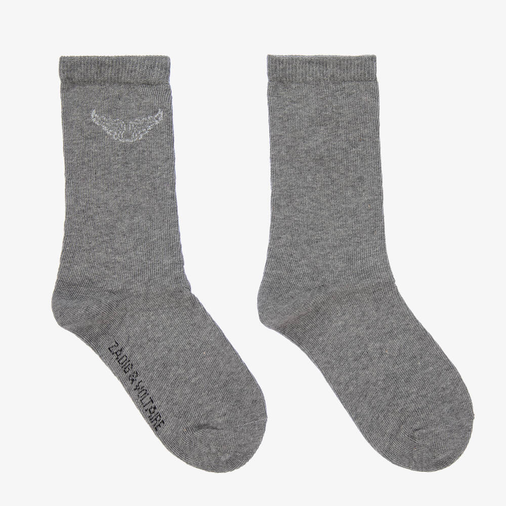 Zadig&Voltaire-Girls Grey Cotton Ankle Socks | Childrensalon Outlet