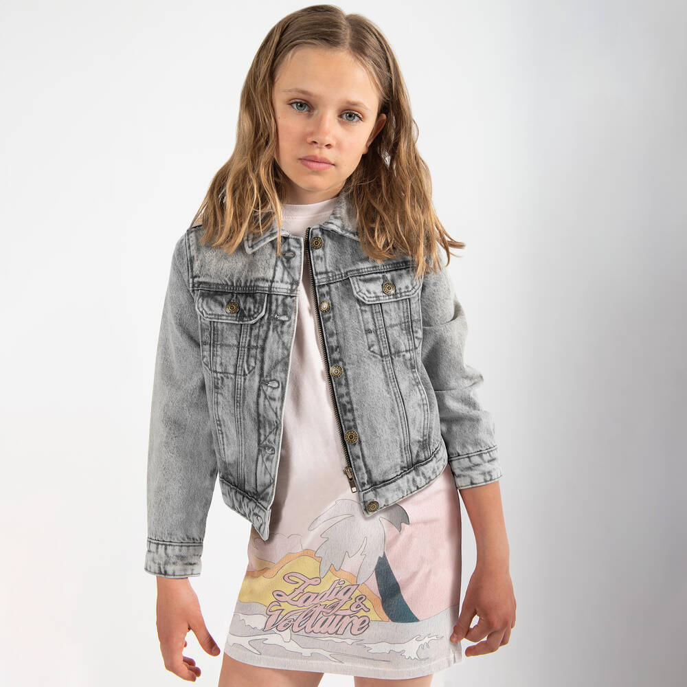 Zadig&Voltaire - Girls Grey Embroidered Denim Jacket