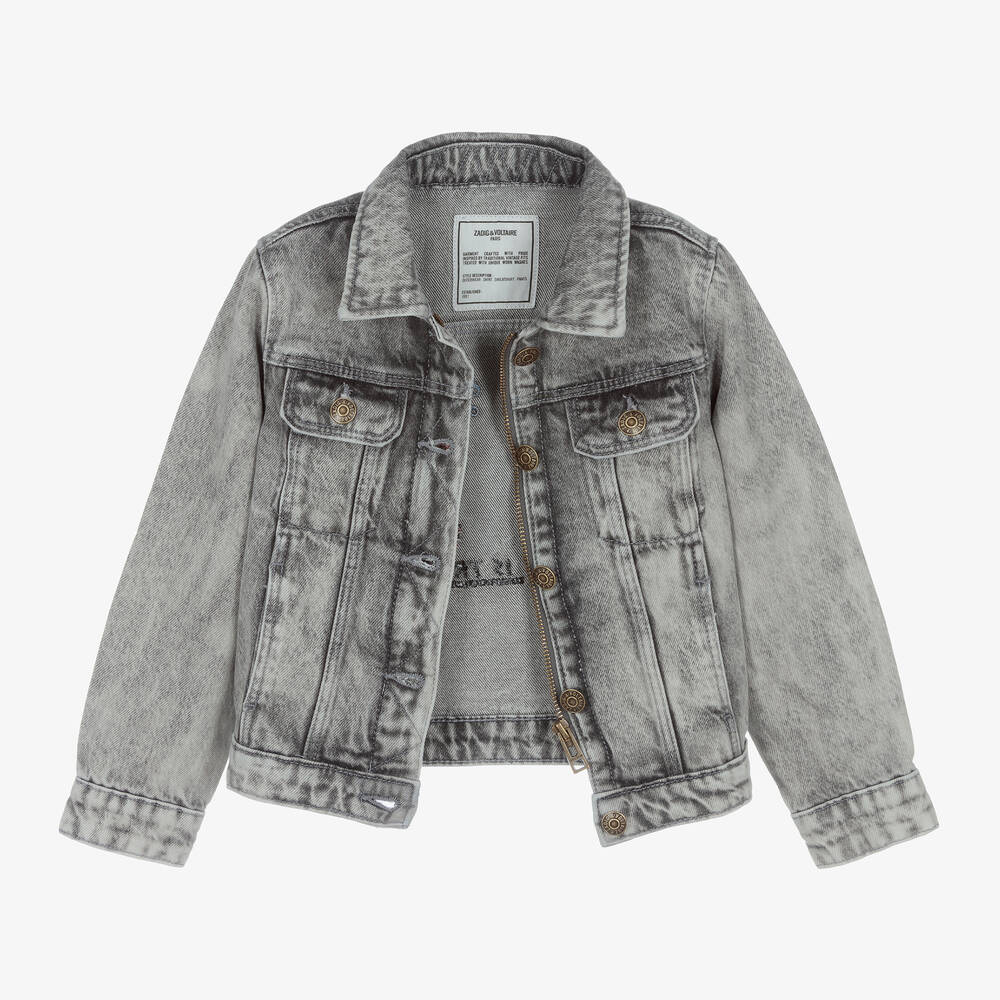 Girls embroidered denim jacket top