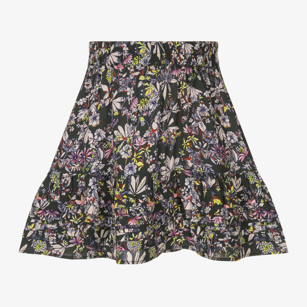 Zadig&Voltaire-Girls Grey Floral Print Viscose Skirt | Childrensalon Outlet