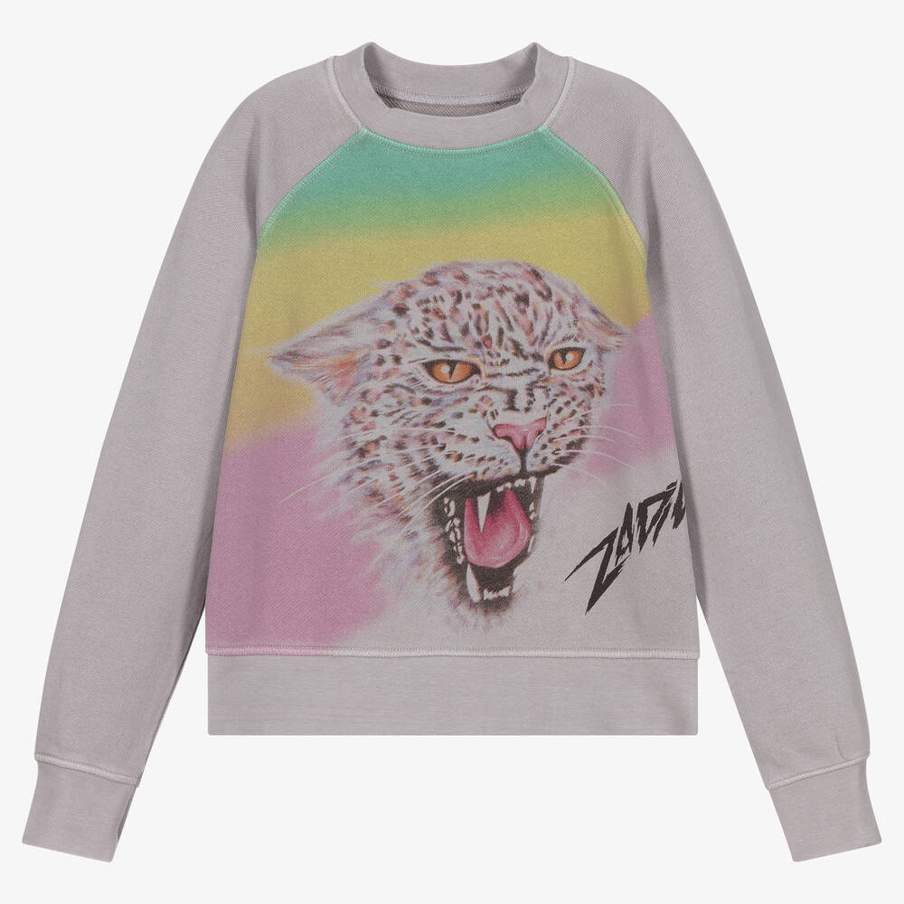 Zadig&Voltaire - Graues Leoparden-Sweatshirt (M) | Childrensalon