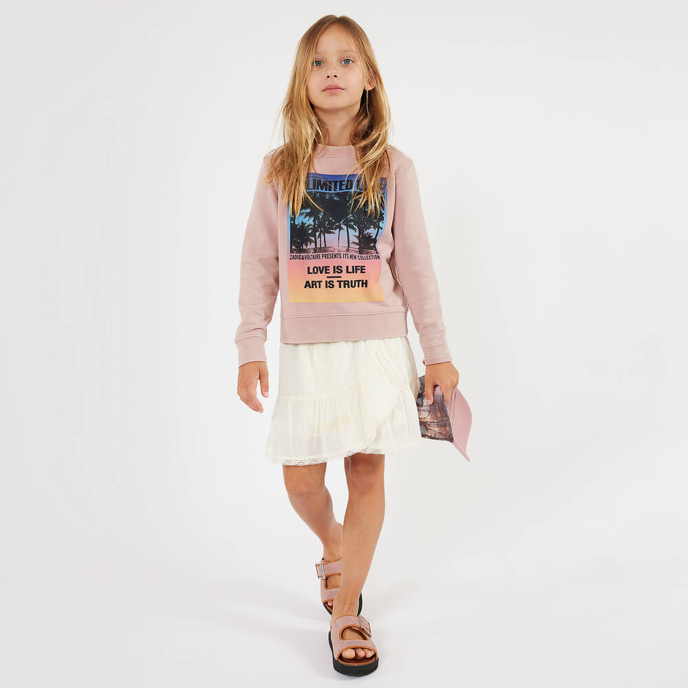 Zadig&Voltaire-Girls Ivory Cotton Ruffle Skirt | Childrensalon Outlet