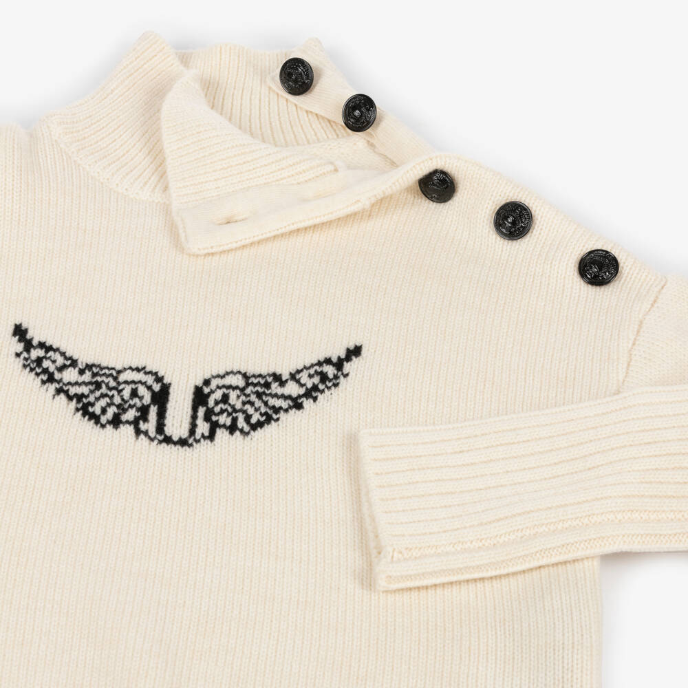 Zadig&Voltaire-Girls Ivory Knit Wool Pullover | Childrensalon Outlet