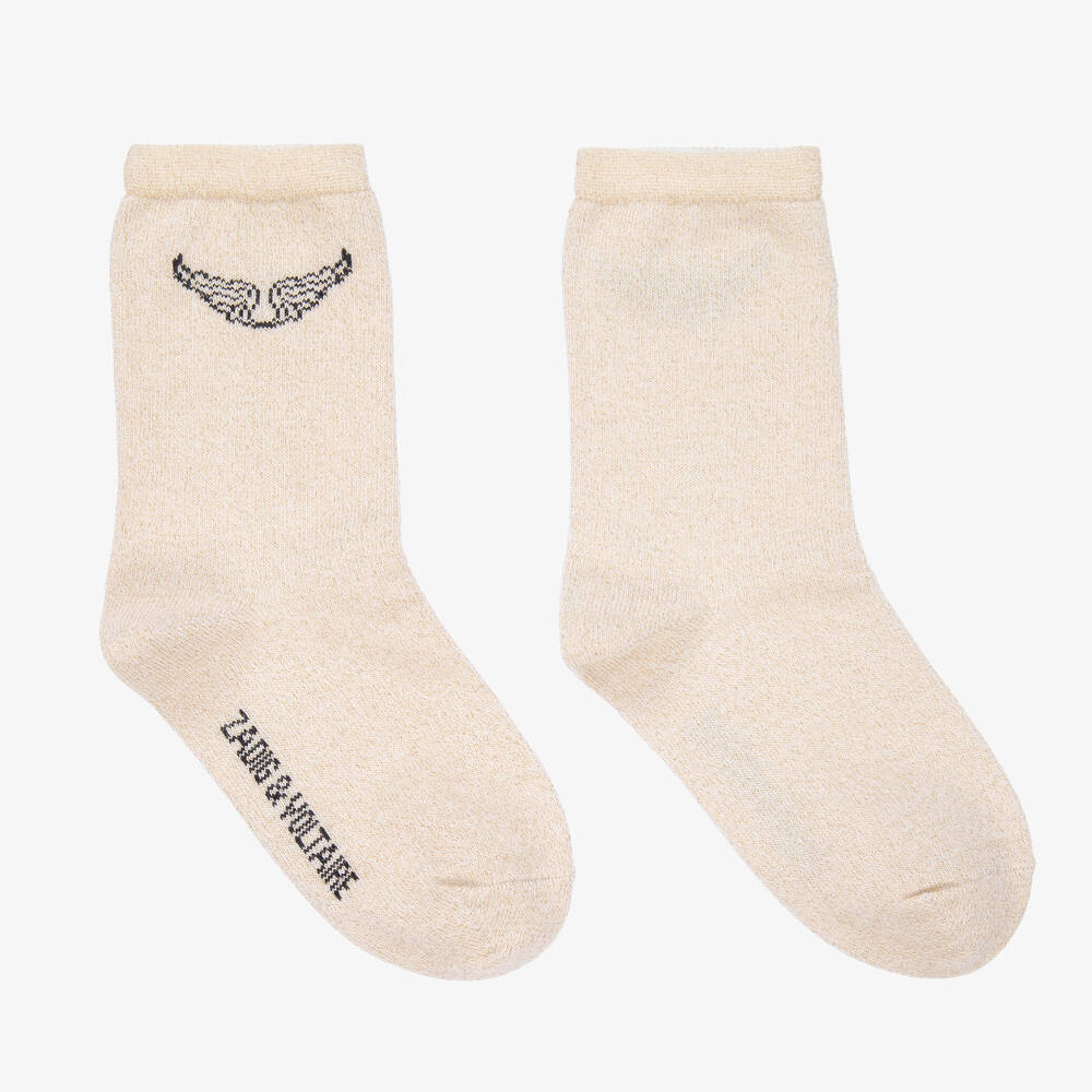 Zadig&Voltaire - Girls Ivory Logo Ankle Socks | Childrensalon