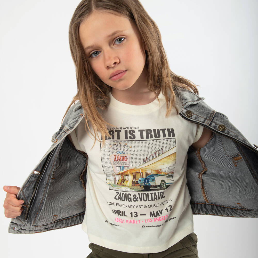 Zadig&Voltaire-Girls Ivory Logo Graphic Print T-Shirt | Childrensalon Outlet