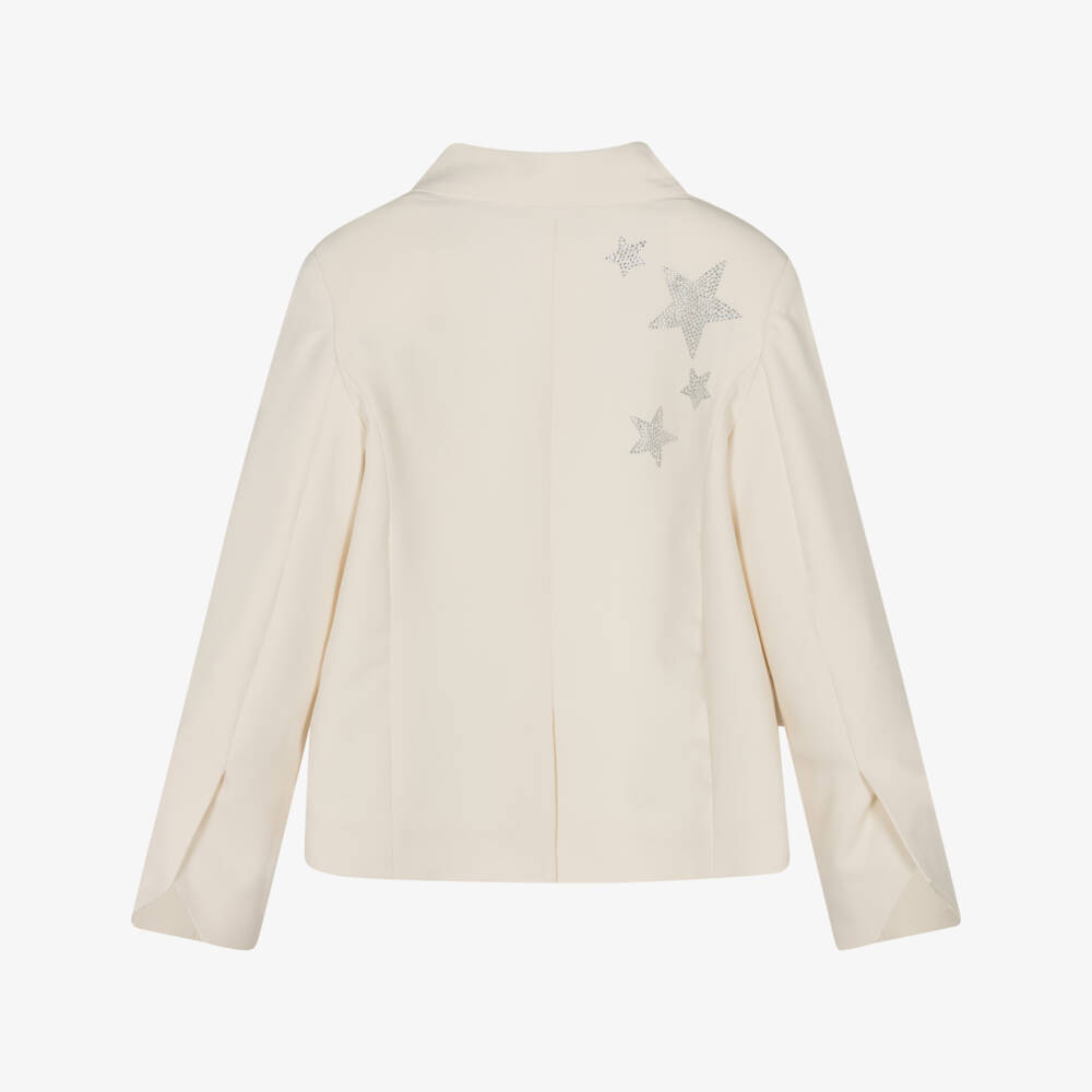 Zadig&Voltaire-Girls Ivory Rhinestone Star Jacket | Childrensalon Outlet
