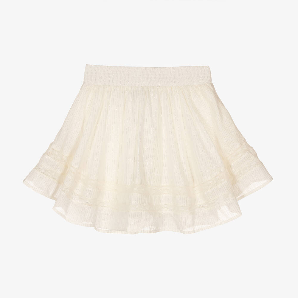 Zadig&Voltaire-Girls Ivory & Silver Cotton Skirt | Childrensalon Outlet