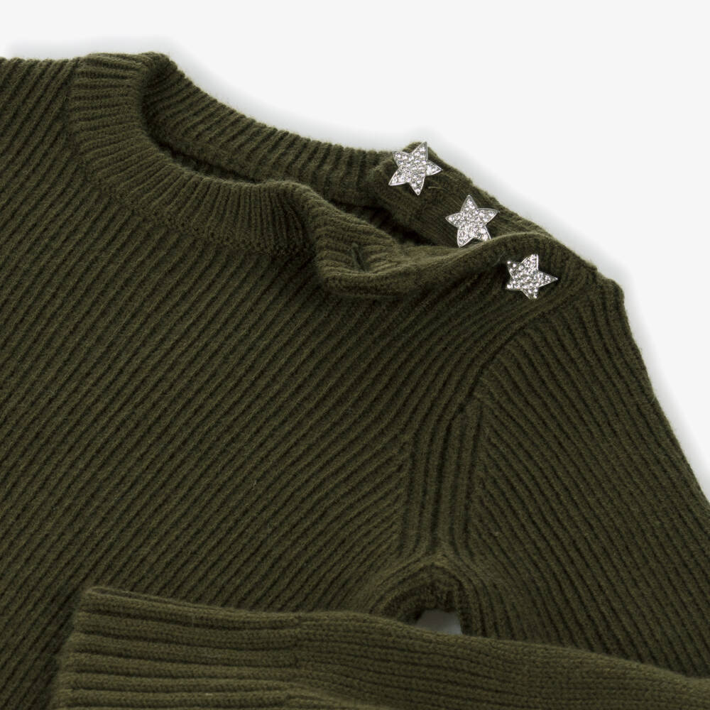 Zadig&Voltaire-بلوفر صوف محبوك لون أخضر للبنات | Childrensalon Outlet