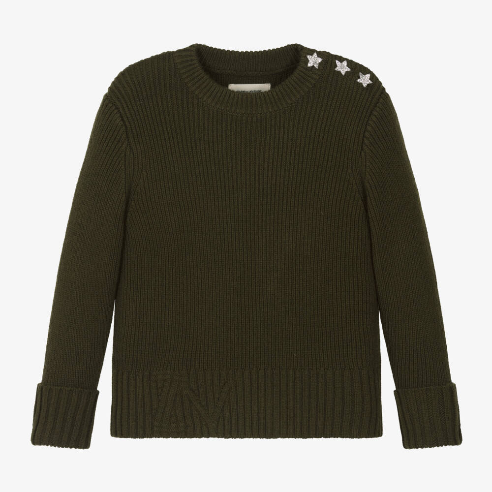 Zadig&Voltaire-بلوفر صوف محبوك لون أخضر للبنات | Childrensalon Outlet