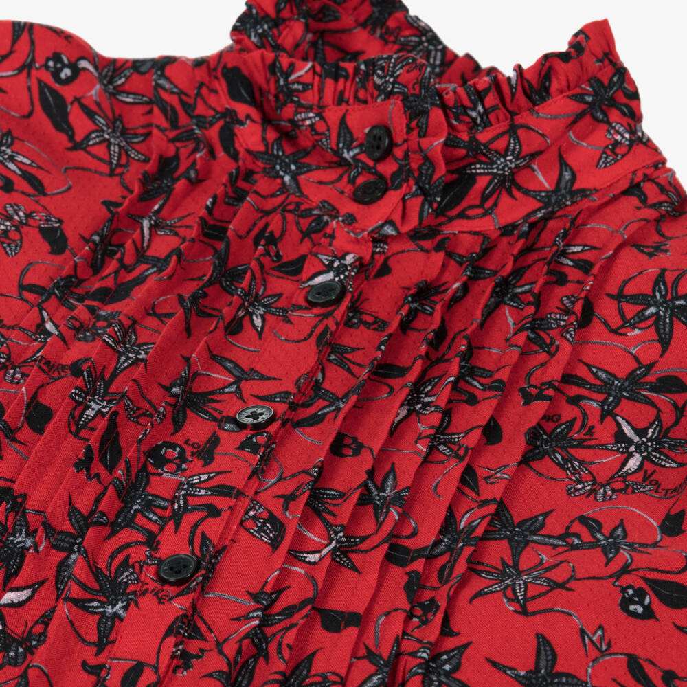 Zadig&Voltaire-Girls Long Sleeve Red Patterned Dress | Childrensalon Outlet