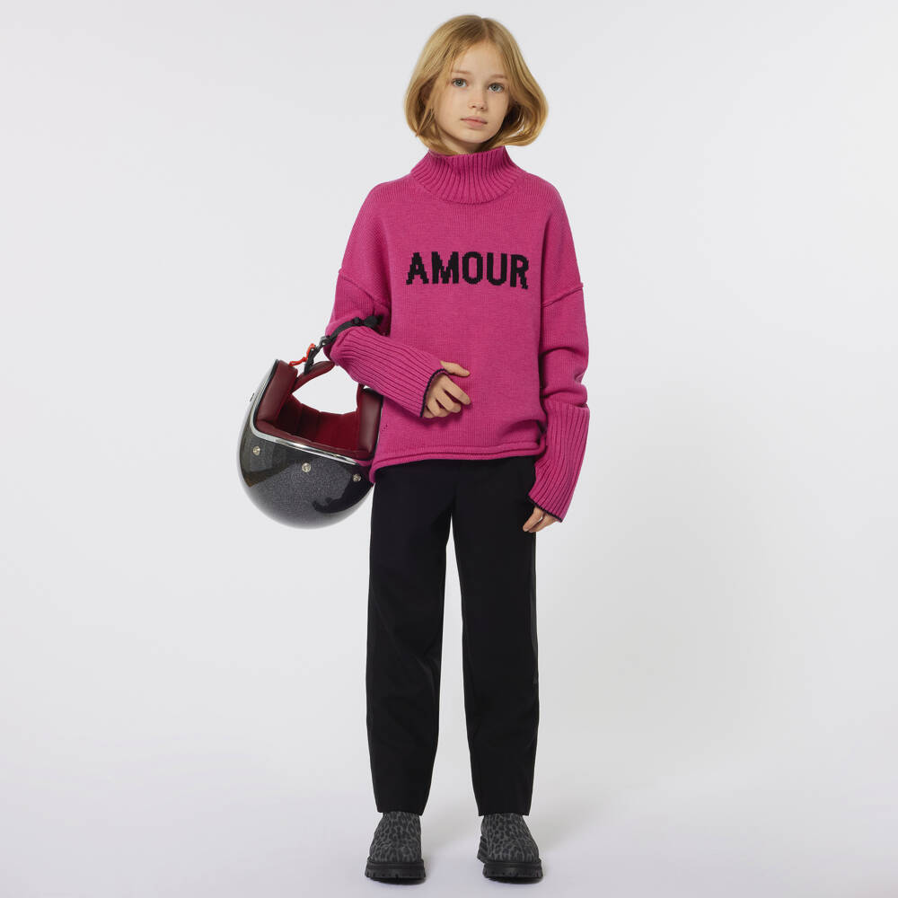 Zadig&Voltaire-Girls Magenta Wool Blend Jumper | Childrensalon Outlet