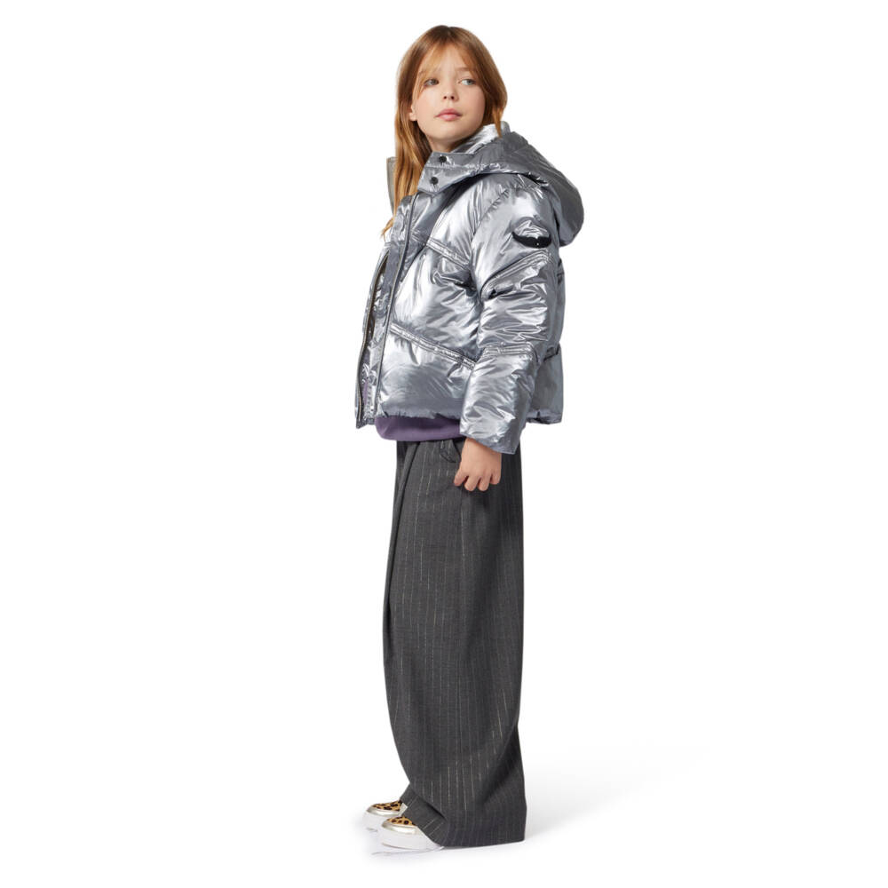 Zadig&Voltaire-Girls Metallic Quilted Hooded Jacket | Childrensalon Outlet