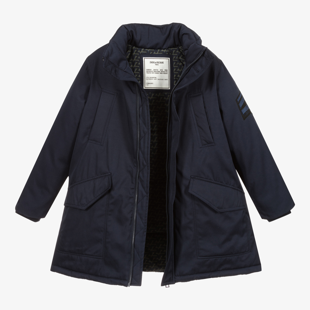 Zadig&Voltaire-Синяя утепленная куртка для девочек | Childrensalon Outlet