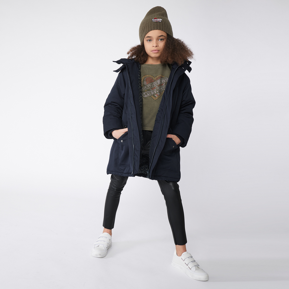 Girls navy online parka coat