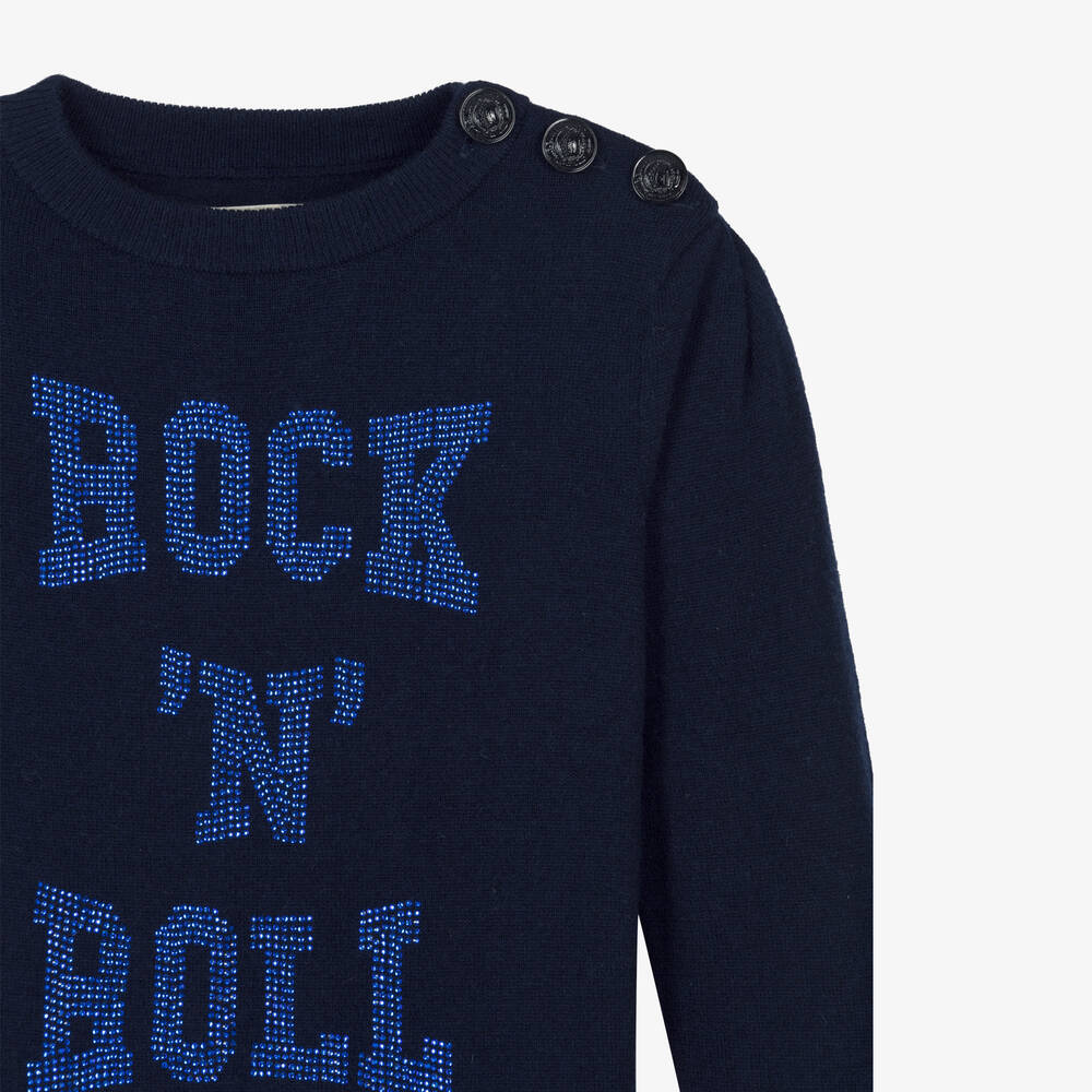 Zadig&Voltaire-Синее платье из шерсти и кашемира | Childrensalon Outlet