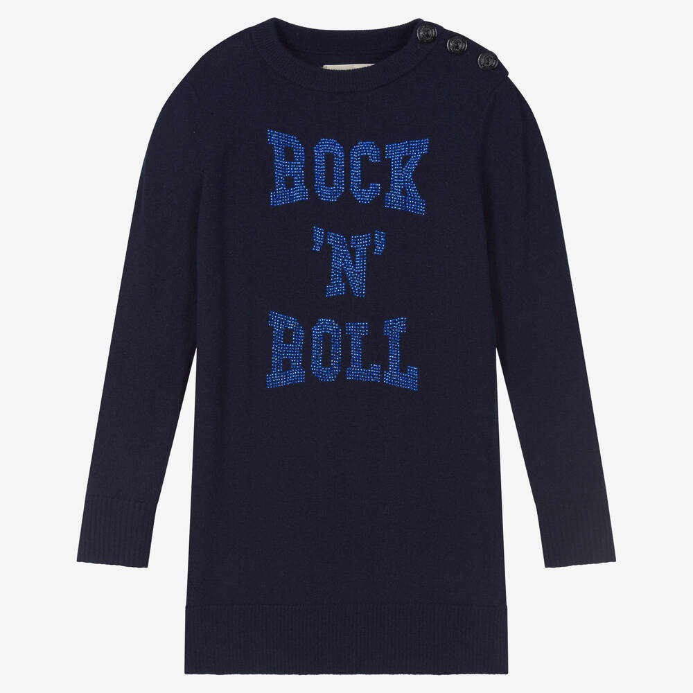 Zadig&Voltaire-Girls Navy Blue Wool & Cashmere Dress | Childrensalon Outlet