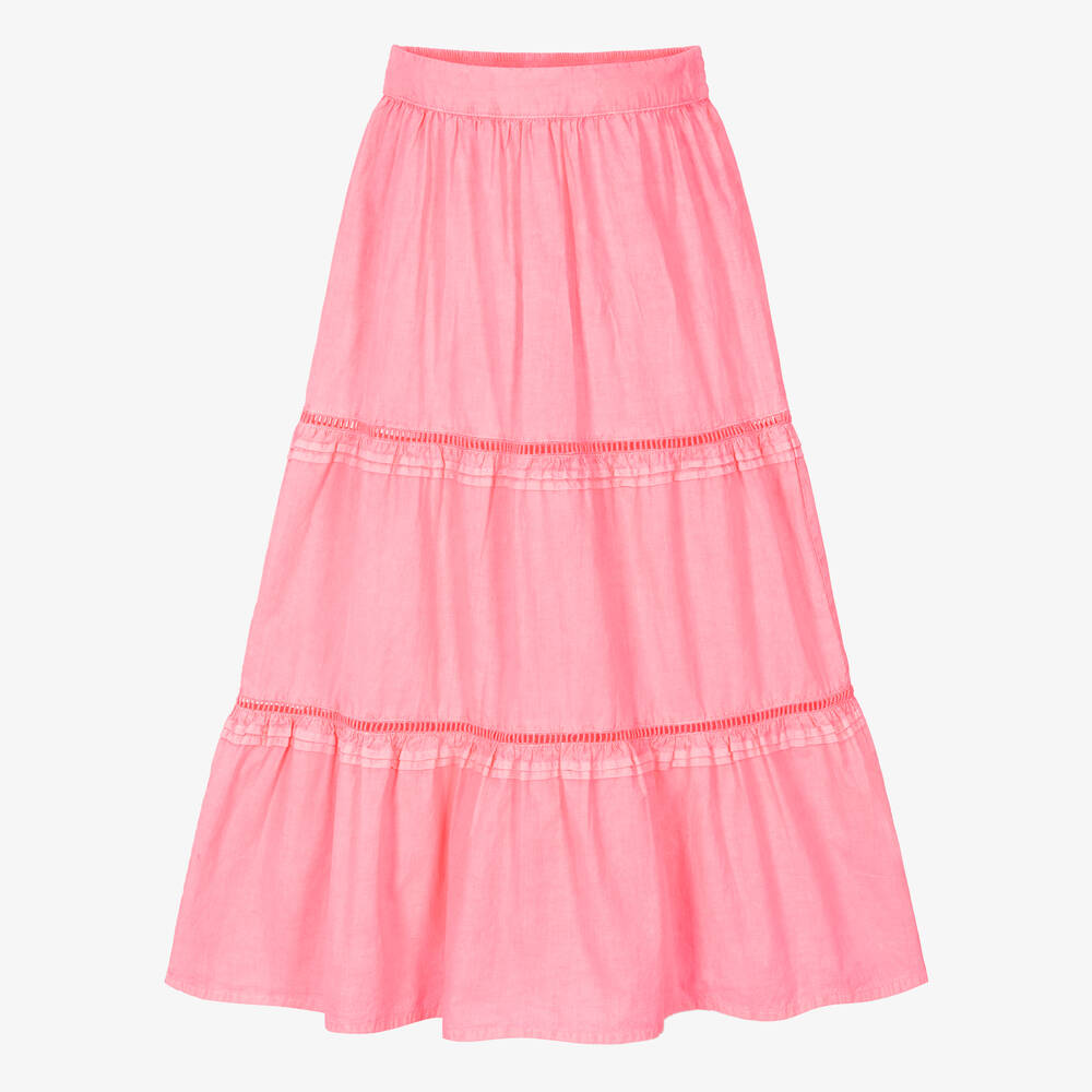 Zadig&Voltaire - Girls Neon Pink Cotton Skirt | Childrensalon