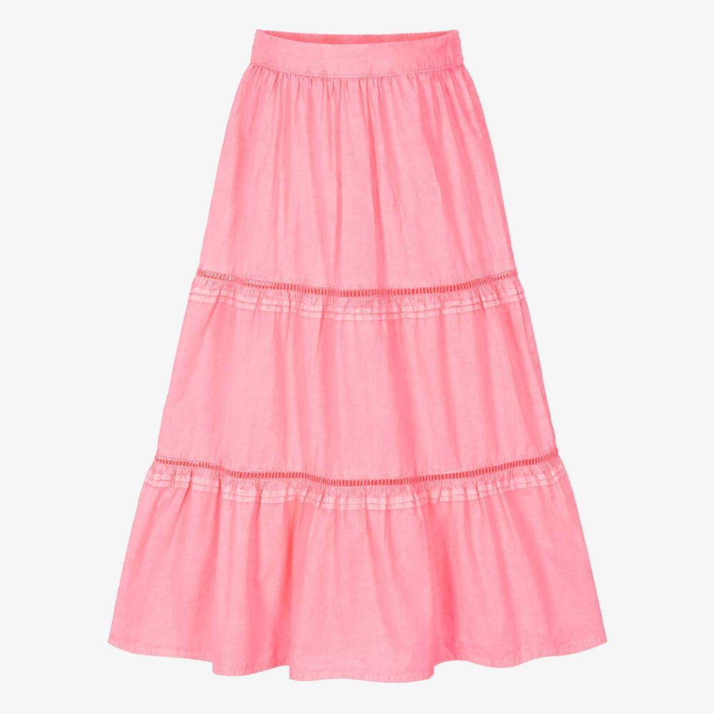 Jupe rose fluo en coton fille