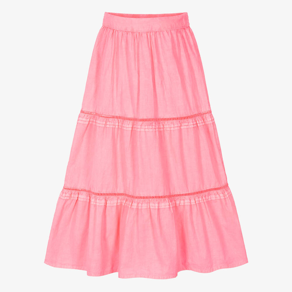 Zadig&Voltaire - Jupe rose fluo en coton fille | Childrensalon