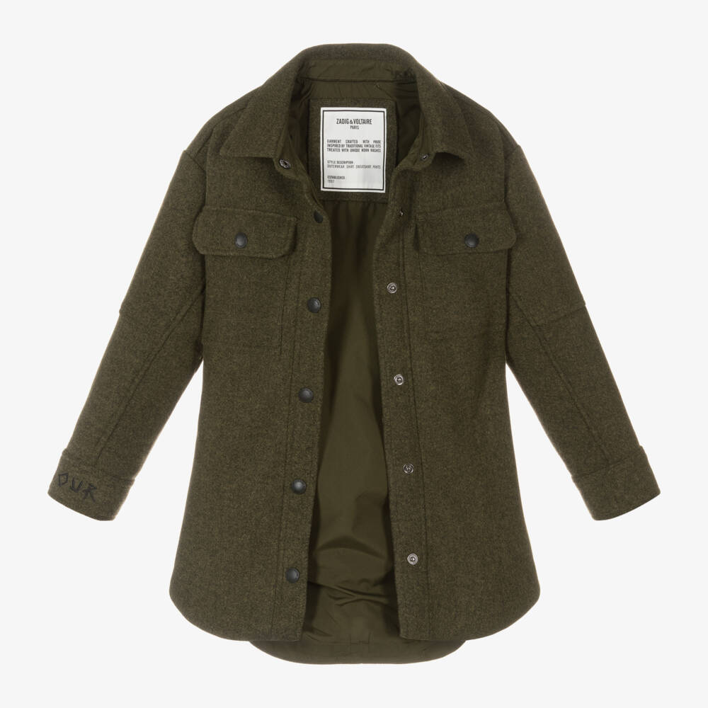 Zadig&Voltaire-Girls Olive Long Jacket | Childrensalon Outlet