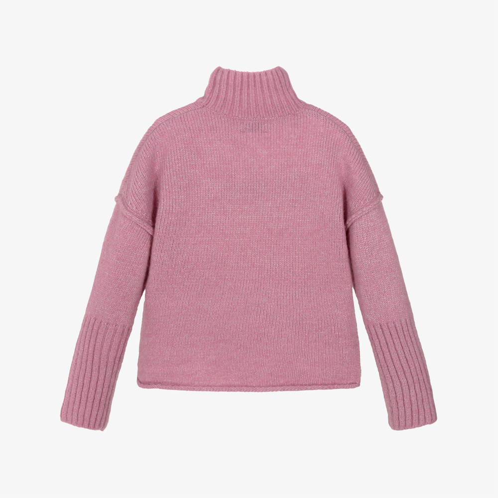 Zadig&Voltaire-Girls Pink Cosy High Neck Jumper | Childrensalon Outlet