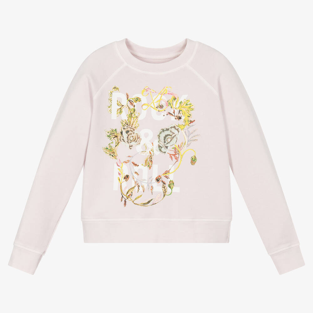 Zadig&Voltaire-Girls Pink Cotton Rock & Roll Sweatshirt | Childrensalon Outlet