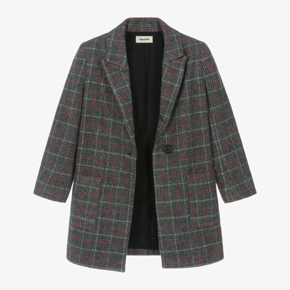Zadig&Voltaire-Girls Plaid Wool Blend Coat | Childrensalon Outlet