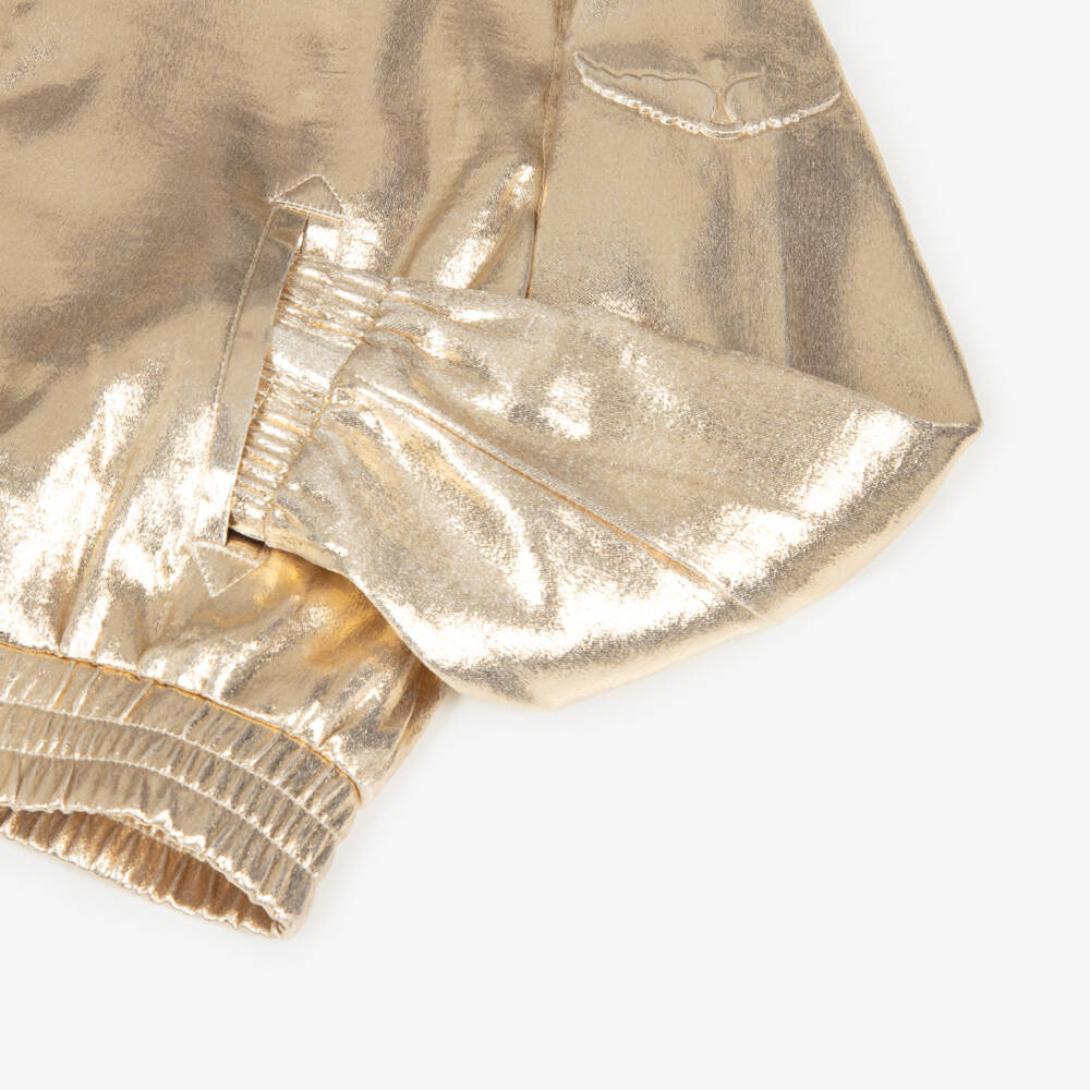 Zadig&Voltaire-جاكيت طيران ذهبي لامع للبنات | Childrensalon Outlet