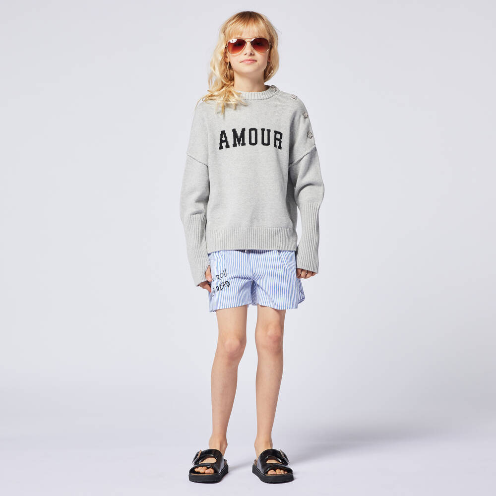 Zadig&Voltaire-Girls Soft Grey Amour Sweater | Childrensalon Outlet