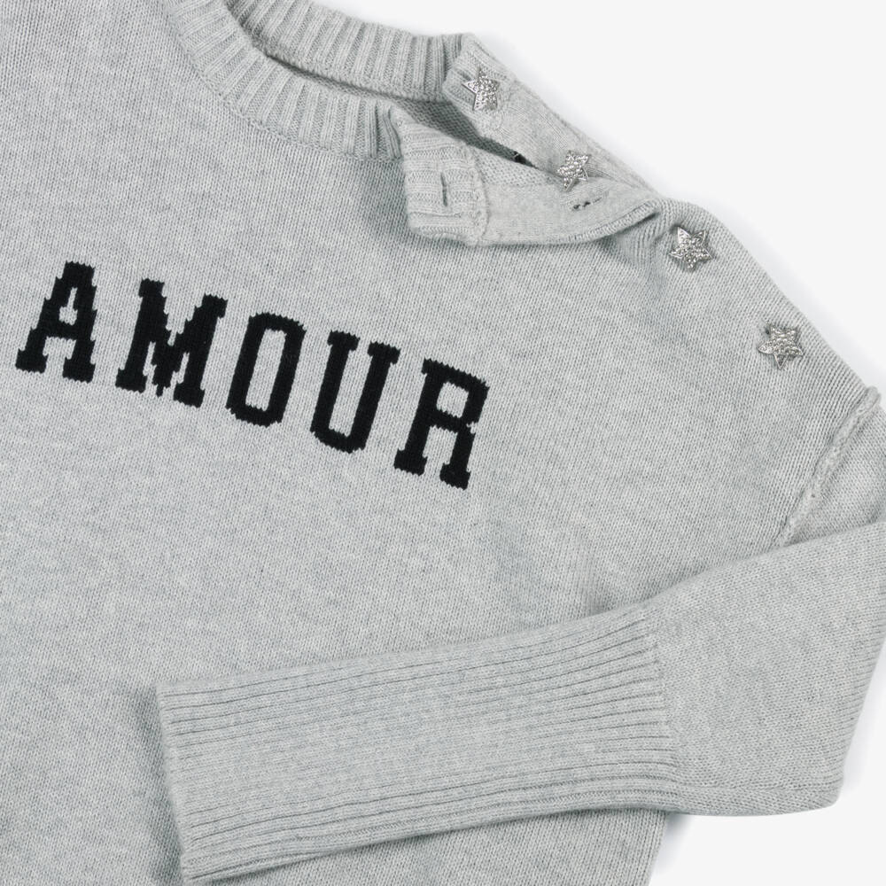 Zadig&Voltaire-Girls Soft Grey Amour Sweater | Childrensalon Outlet