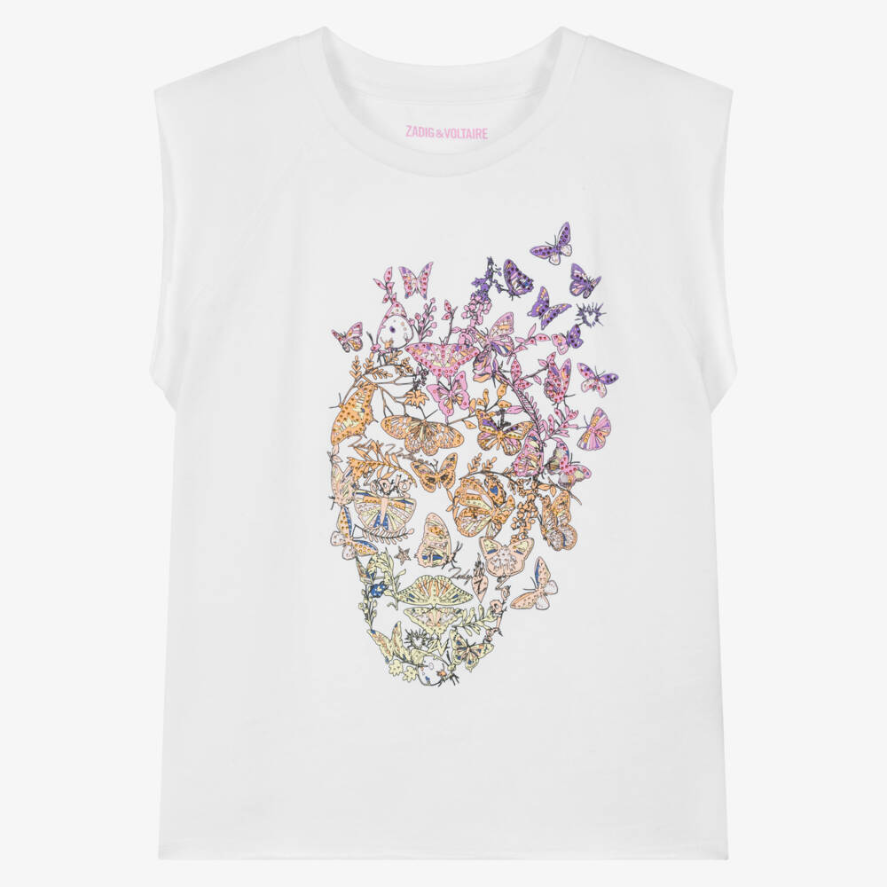 Zadig&Voltaire-Girls Soft White Butterfly Tee | Childrensalon Outlet