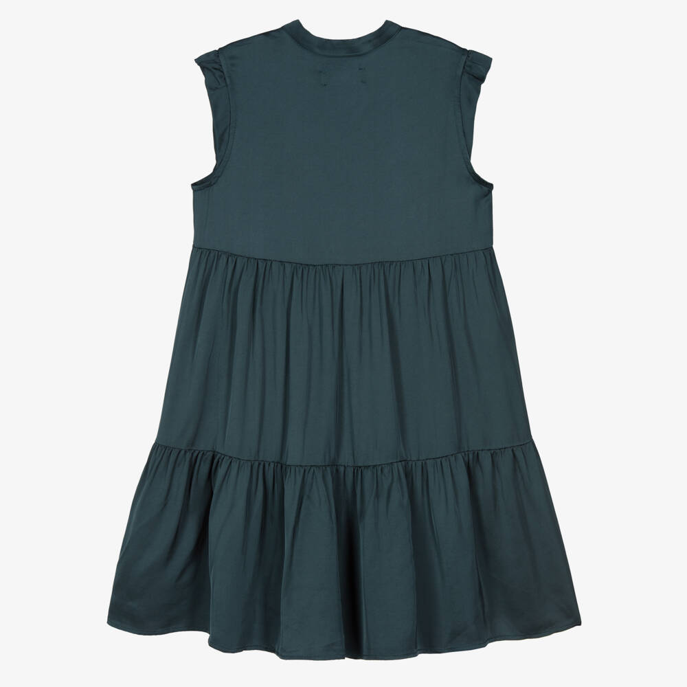 Zadig&Voltaire-Платье мини из атласа бирюзовое для девочек | Childrensalon Outlet