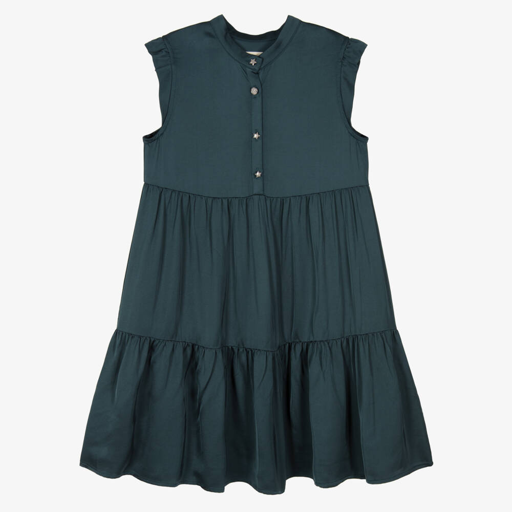Zadig&Voltaire-فستان ساتان تركوازي للبنات | Childrensalon Outlet