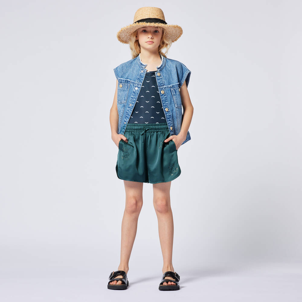 Zadig&Voltaire-شورت ساتان تركواز للبنات | Childrensalon Outlet