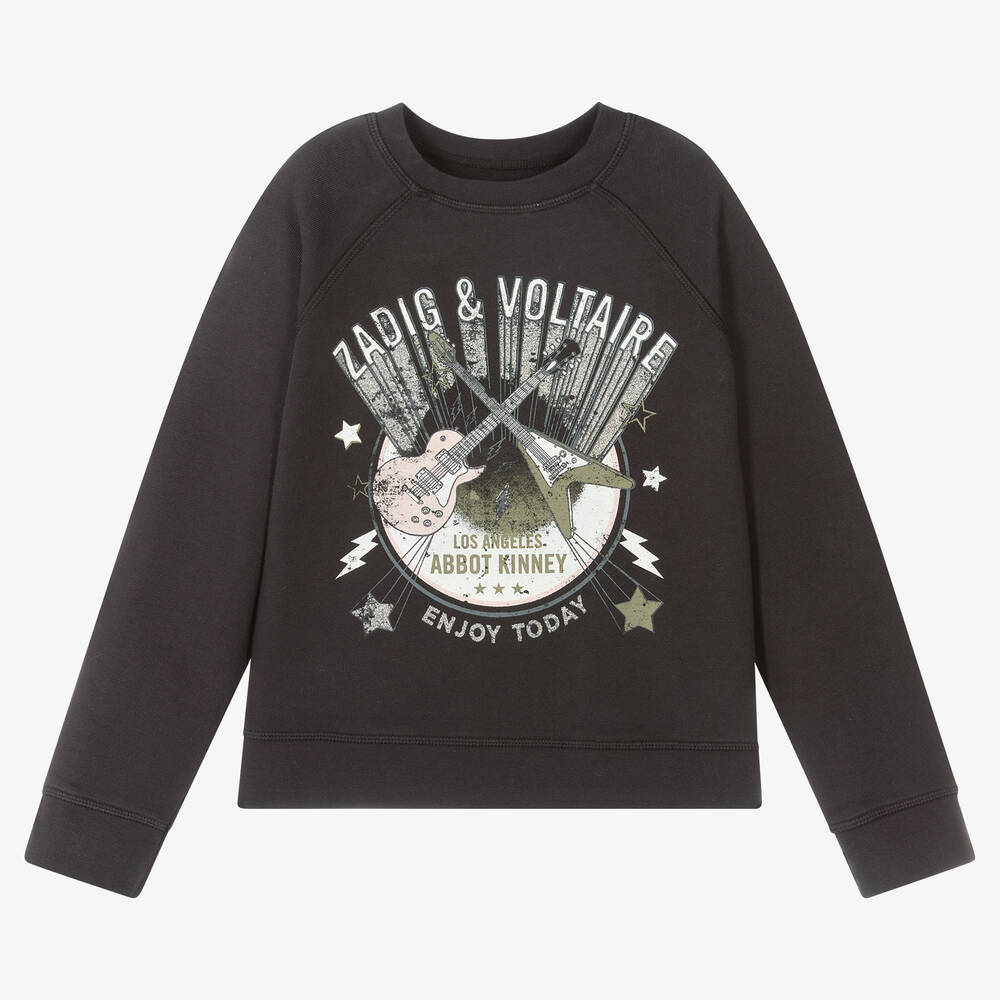 Zadig&Voltaire - Girls Washed Black Sweatshirt | Childrensalon