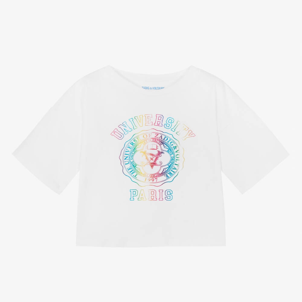 Zadig&Voltaire - Girls White Cotton Logo T-Shirt | Childrensalon