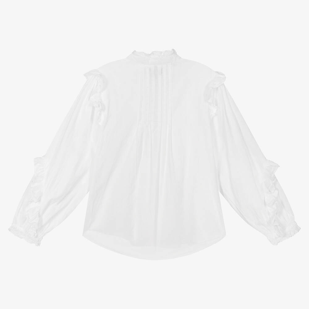 Zadig&Voltaire-Белая хлопковая блузка с рюшами | Childrensalon Outlet