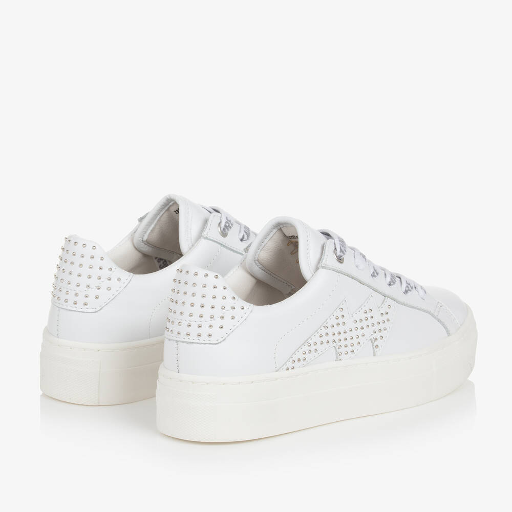 Zadig&Voltaire- Girls White Leather Lace-Up Trainers | Childrensalon Outlet