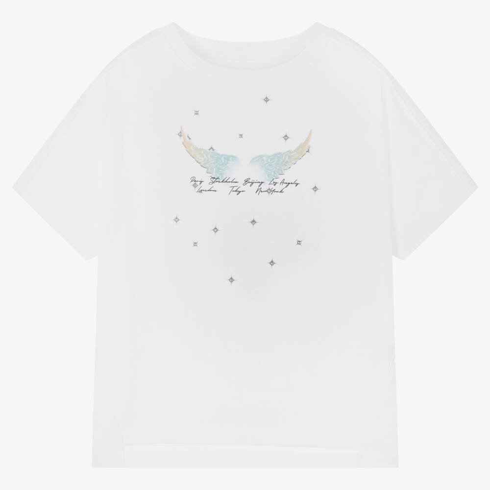 Zadig&Voltaire - Белая футболка oversize из органического хлопка | Childrensalon