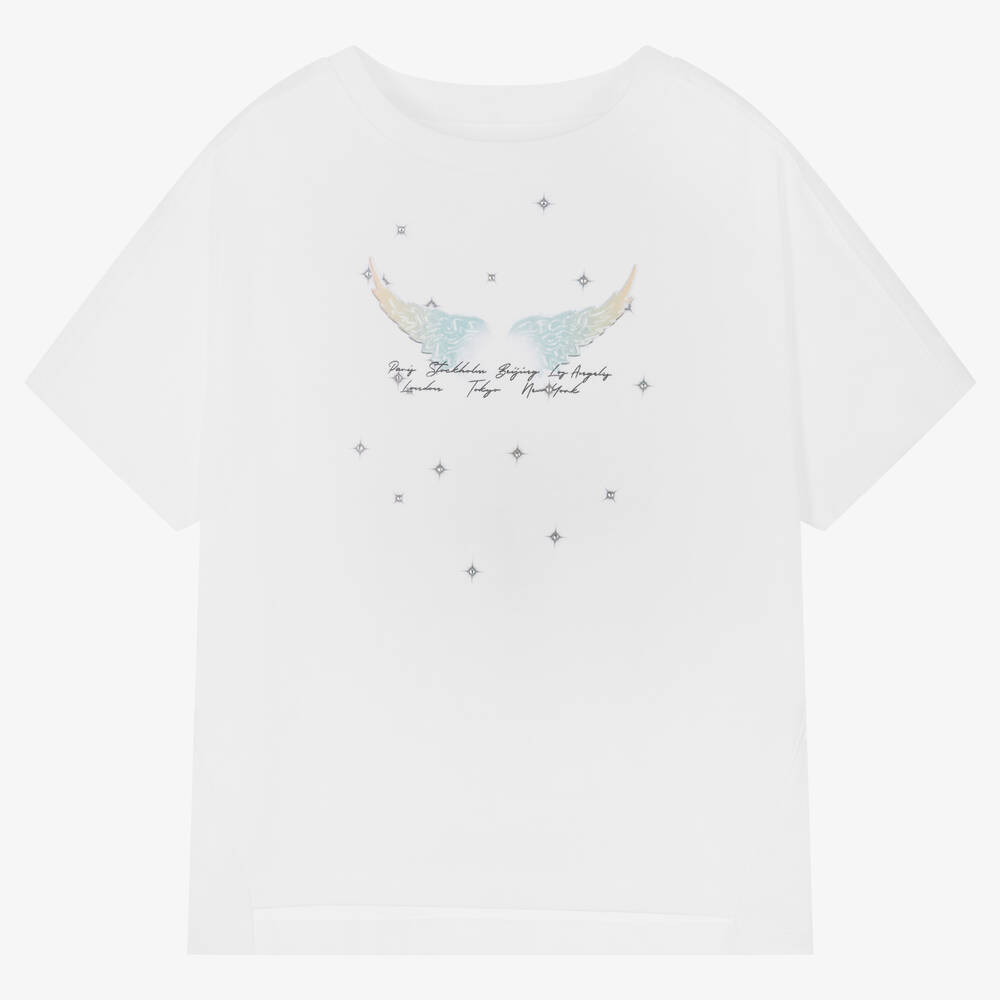 Zadig&Voltaire-Girls White Oversized Organic Cotton T-Shirt | Childrensalon Outlet