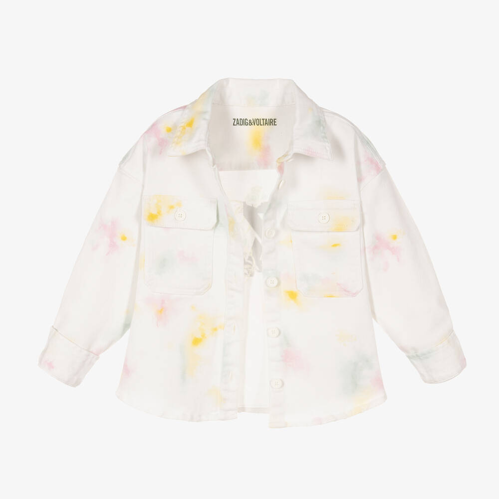 Zadig&Voltaire-جاكيت قطن دنيم لون أبيض للبنات | Childrensalon Outlet