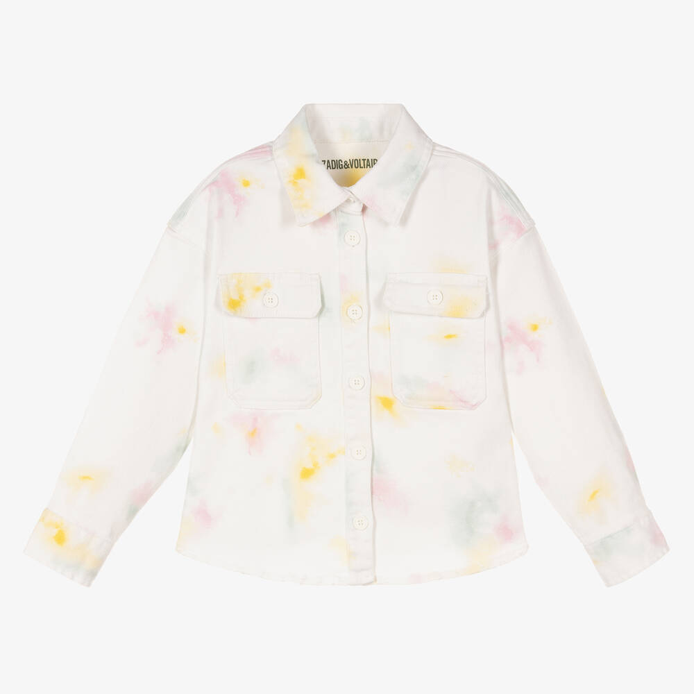 Zadig Voltaire Girls White Tie Dye Denim Jacket Childrensalon